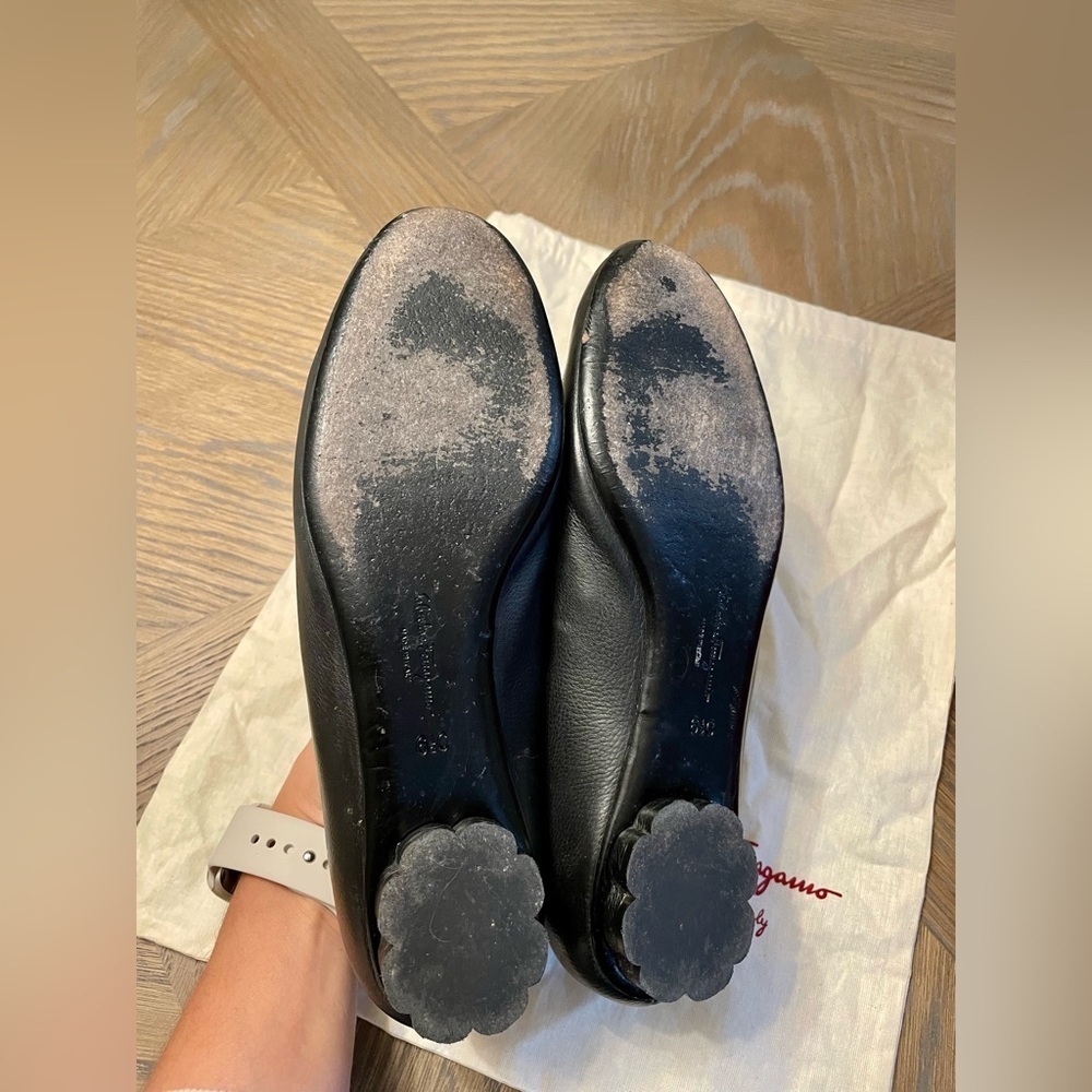 Salvatore Ferragamo Sarno Black Leather Loafers Shoes Flats - Picture 9 of 11